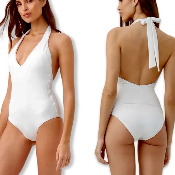 NWOT TRINA TURK Monaco Halter Plunge One Piece Swimsuit Sz 12 (fits 10) $172 - Picture 15 of 15